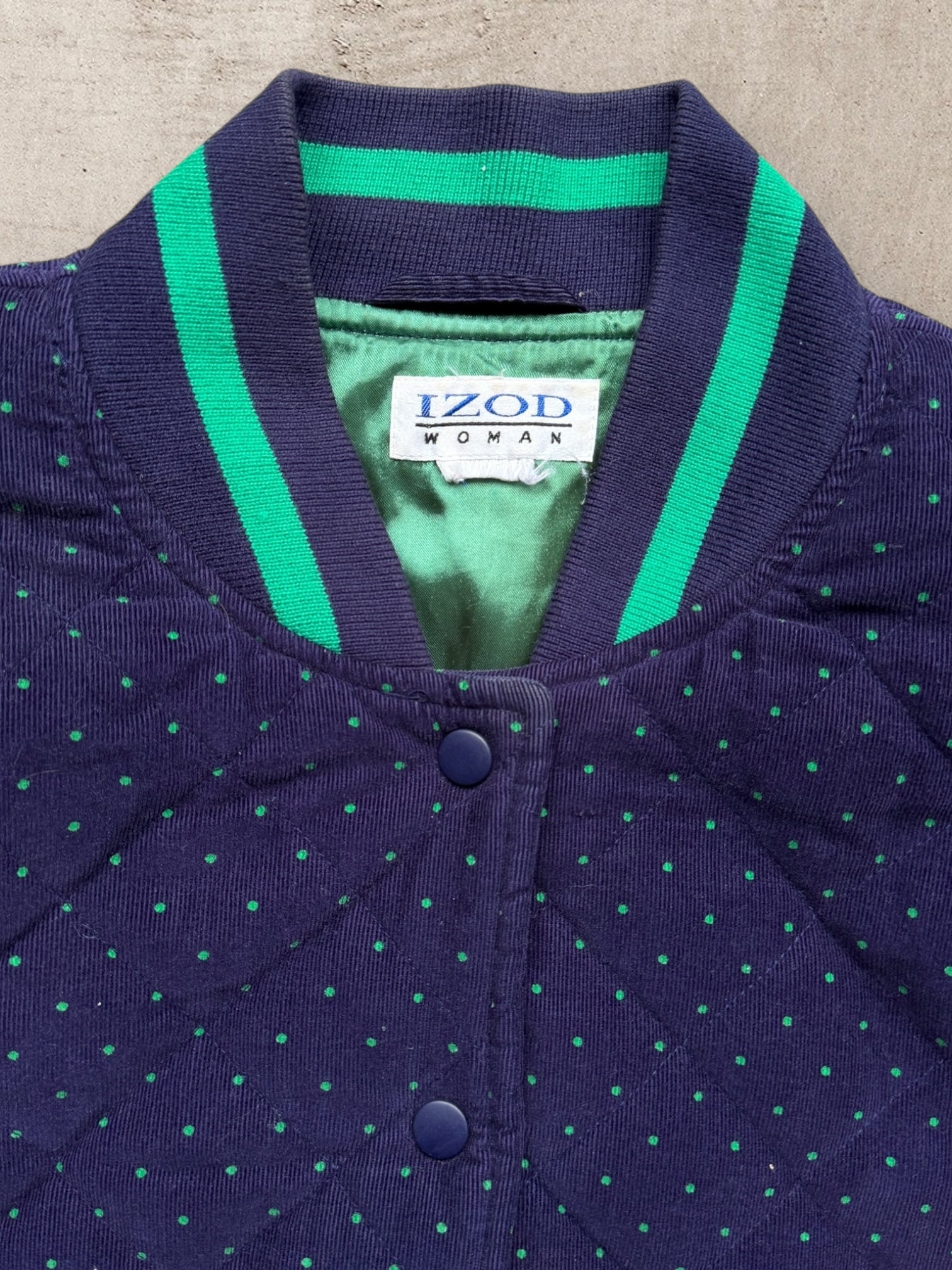 00s Izod Polka Dot Button Bomber Jacket - Large