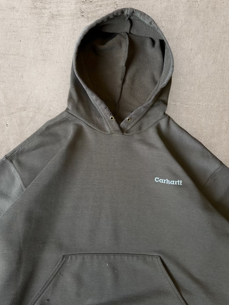 00s Carhartt Brown Embroidered Hoodie - Large