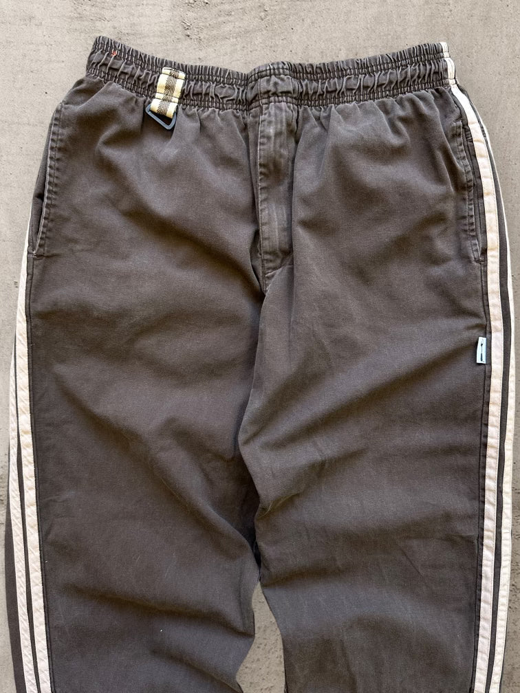 00s Brown & Cream Striped Cotton Pants - 33x32