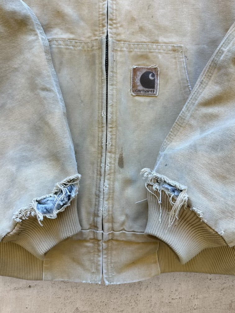 90年代 カーハート ディストレスト ベージュ フード付きジャケット - XXXL