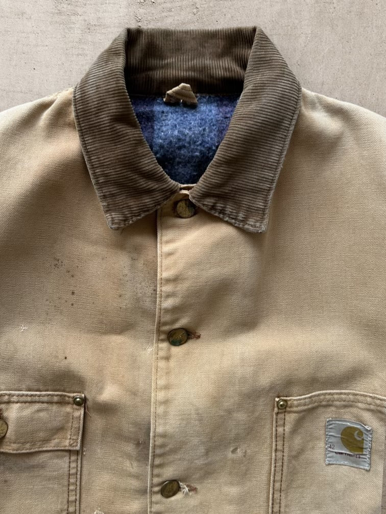 80s Carhartt Wool Lined Distressed Chore Jacket - Large