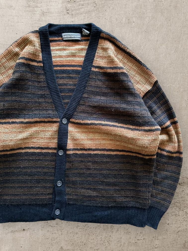 90s David Taylor Striped Knit Cardigan - XL