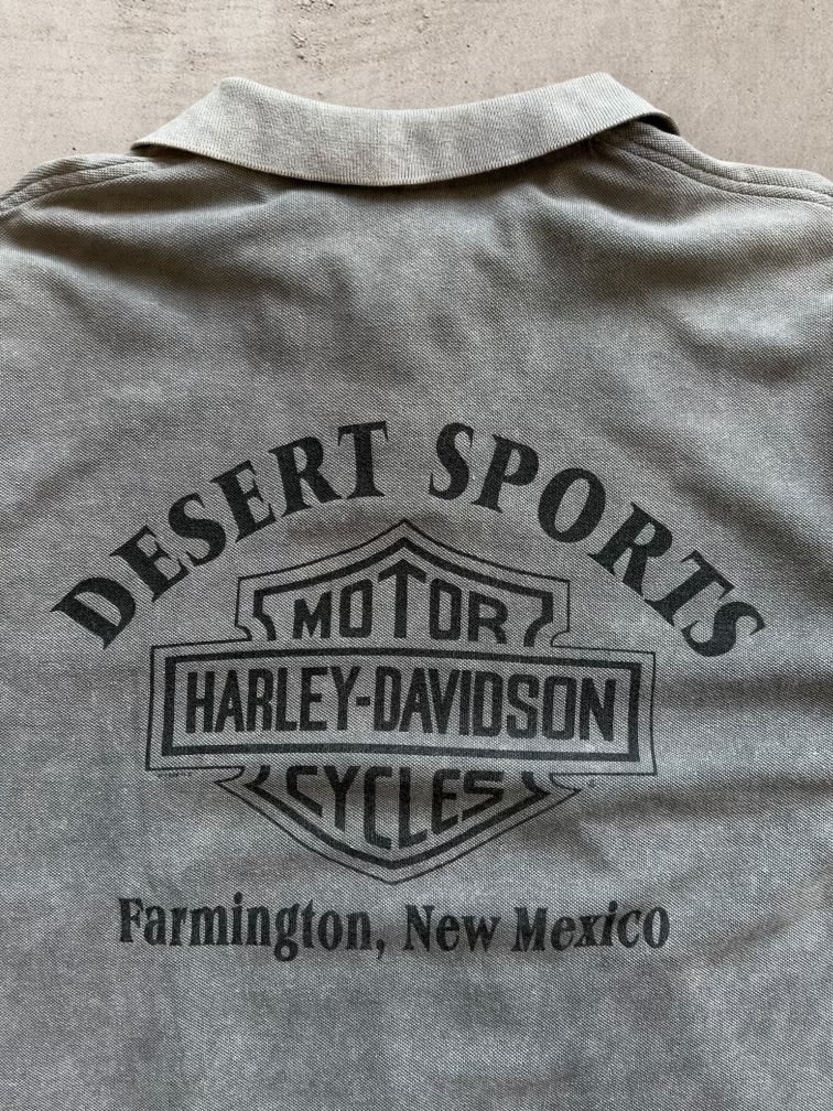 90s Harley Davidson Faded Polo Shirt - Large