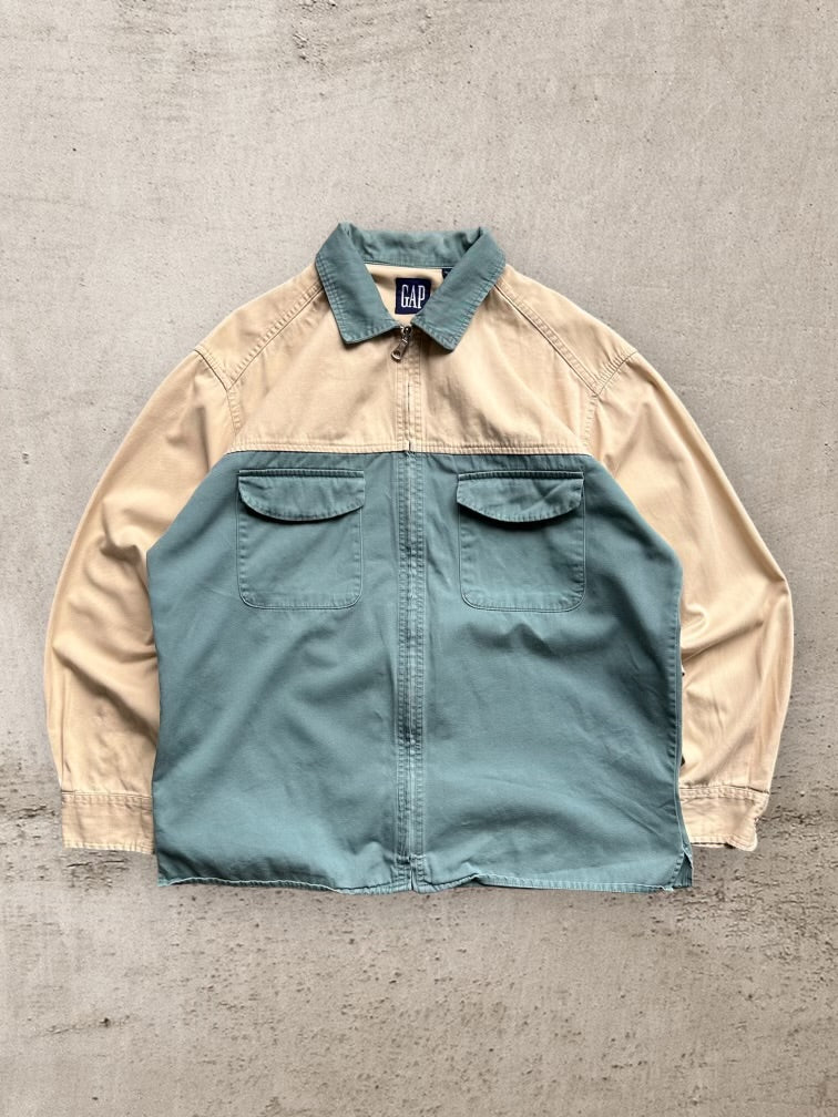 00s Gap Color Block Zip Up Shirt - Large