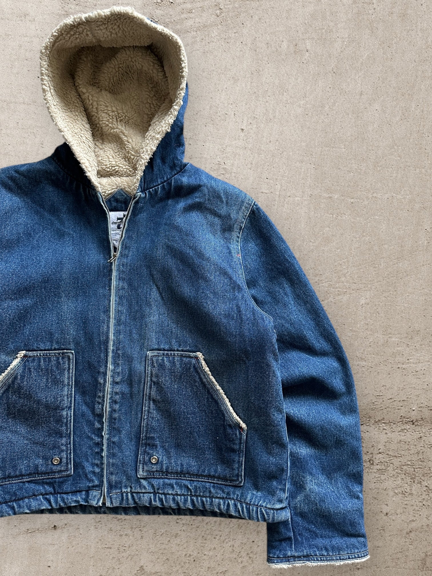 00s Seventy Seven Sherpa Lined Hooded Denim Jacket - Medium