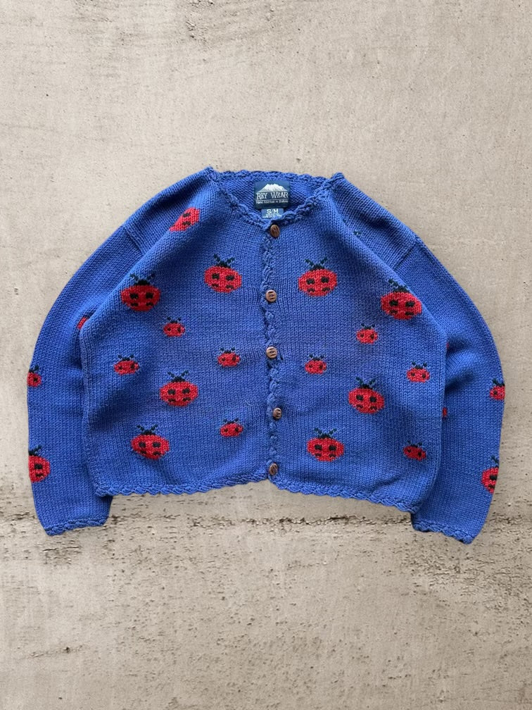 90s Lady Bug Knit Cardigan - Medium