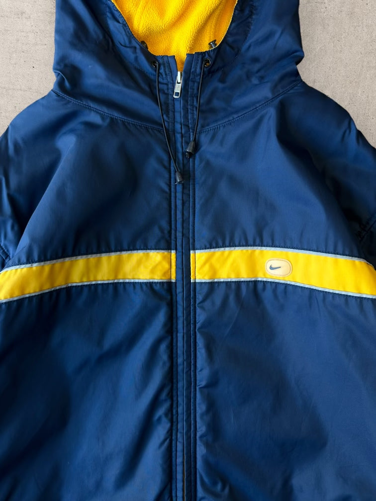 00s Nike Navy Blue & Yellow Reversible Fleece Jacket - XXL