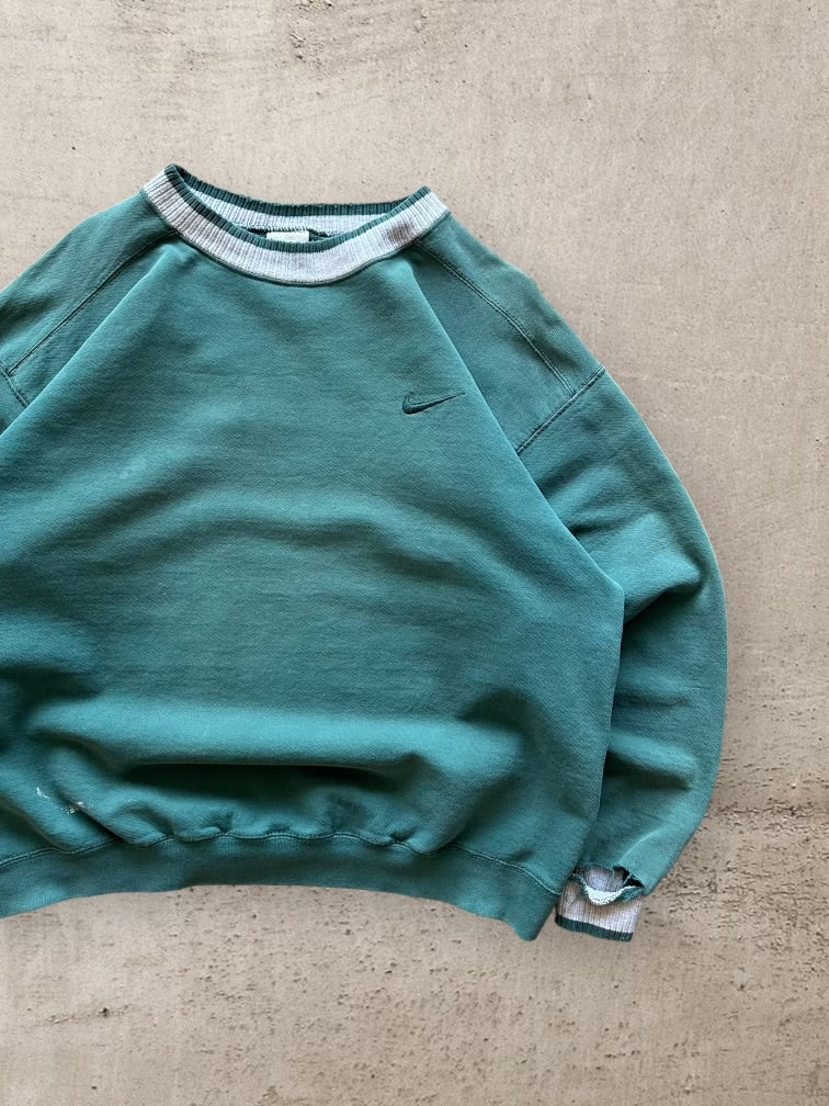 90s Nike Striped Tonal Distressed Crewneck - Large