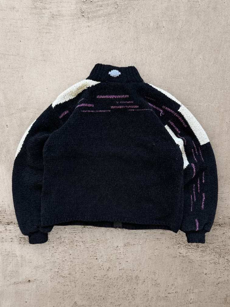 90s Jamie Sadock Multicolor Zip Up Knit Sweater - Small
