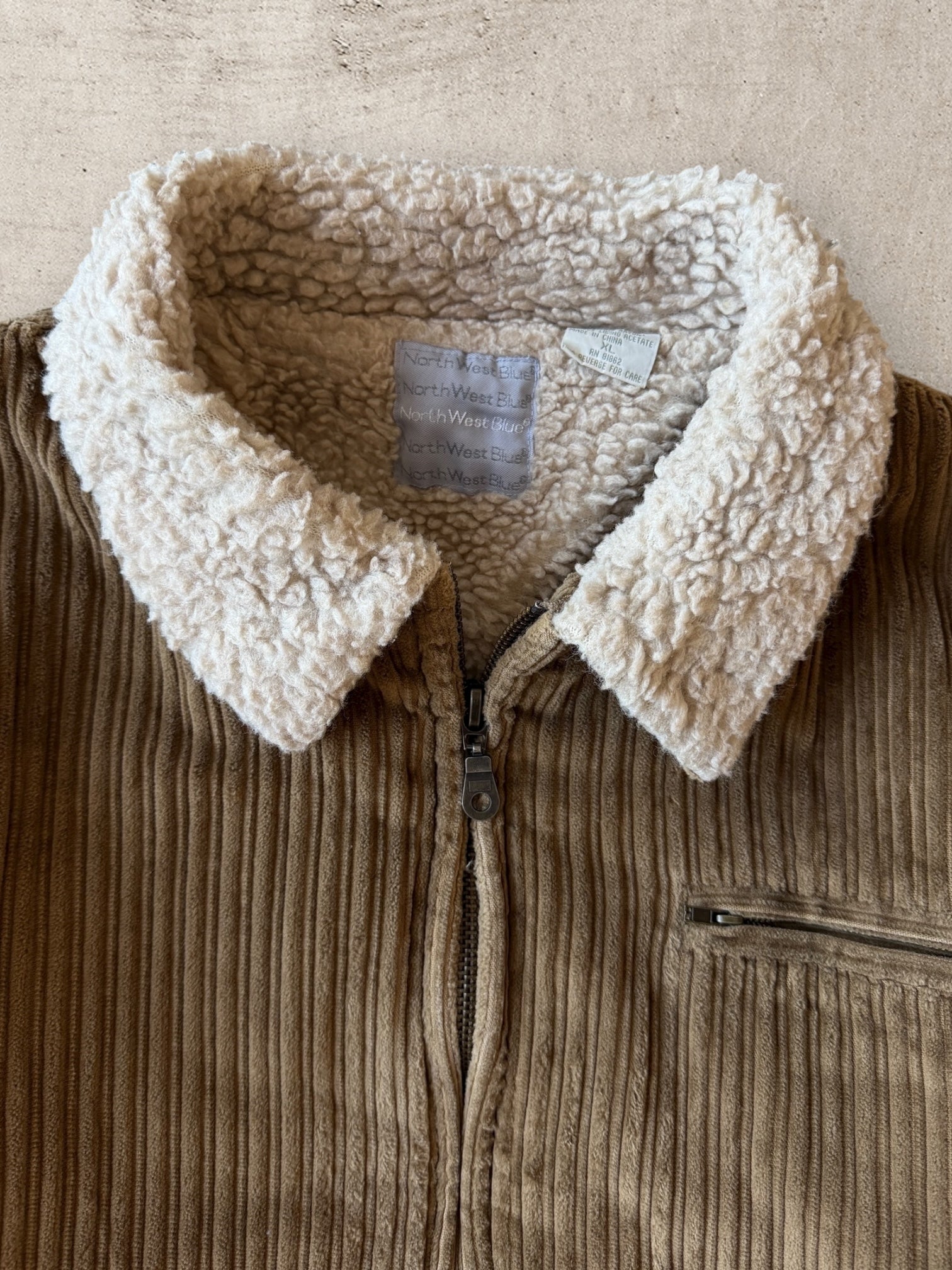 90s North West Blue Sherpa Lined Corduroy Jacket - XL