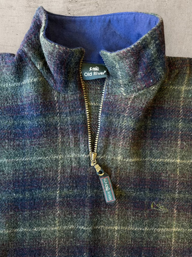 00s Old River Plaid 1/4 Zip Fleece - Large