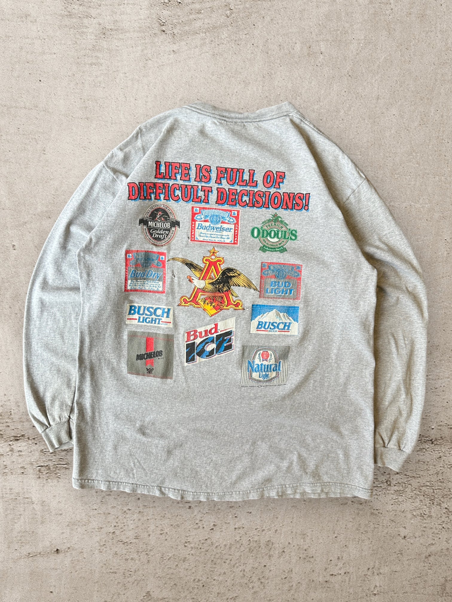 90s Budweiser Life is Full of Difficult Choices Long Sleeve T-Shirt - Large