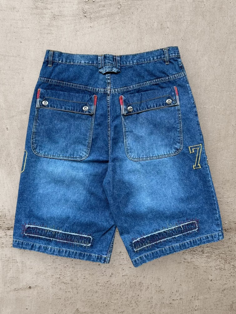 00s No Boundaries Varsity Baggy Denim Shorts - 36