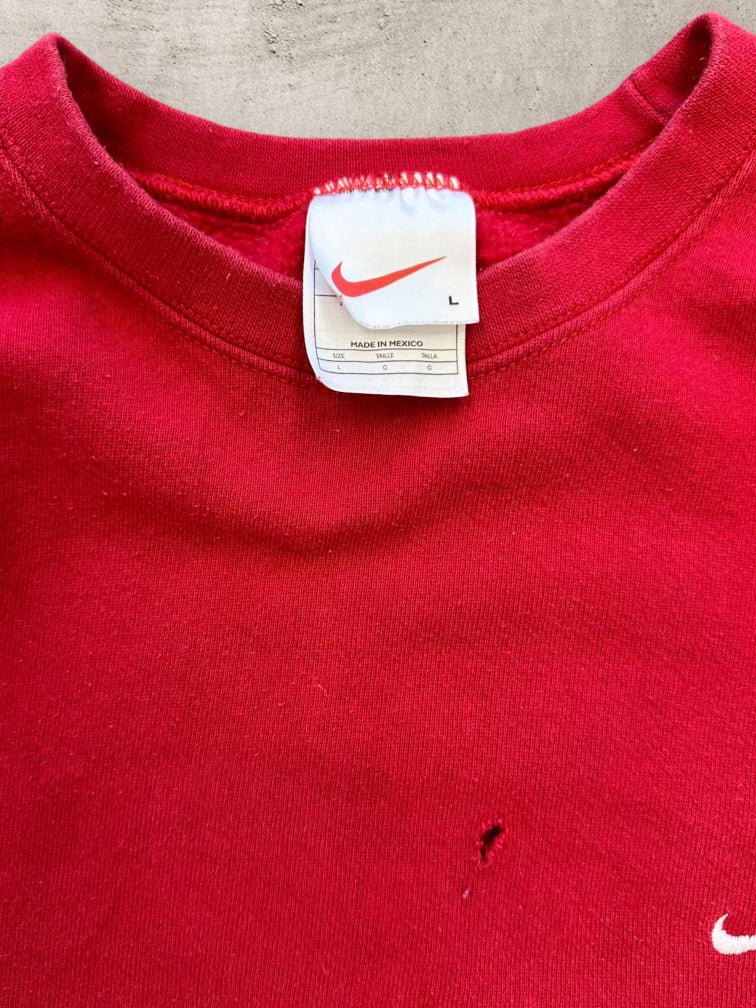 90s Nike Red Mini Swoosh Crewneck - Large