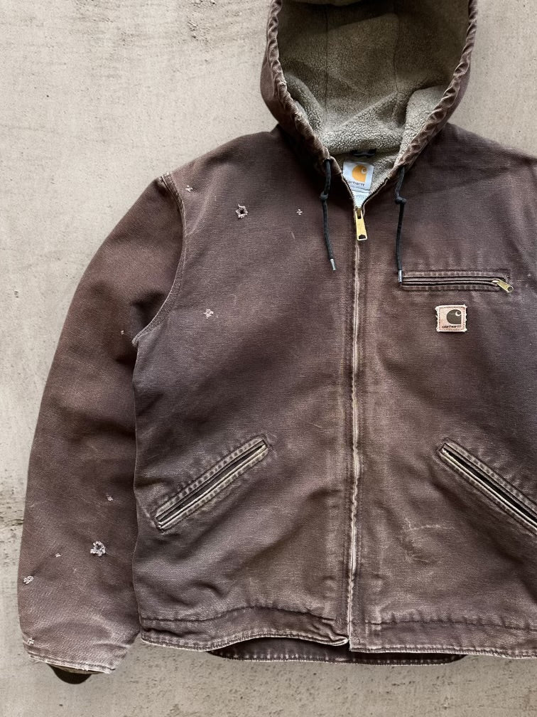 00s Carhartt Sherpa Lined Hooded Jacket - Medium