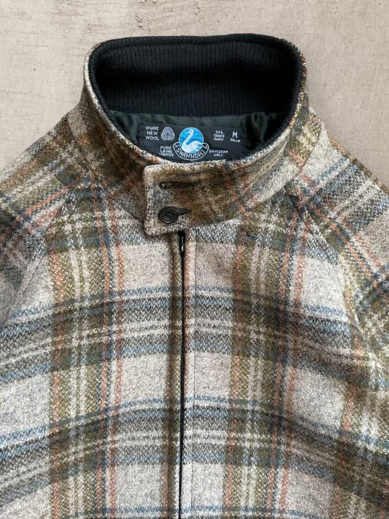 80s Swandri Plaid Wool Zip Up Jacket - Medium