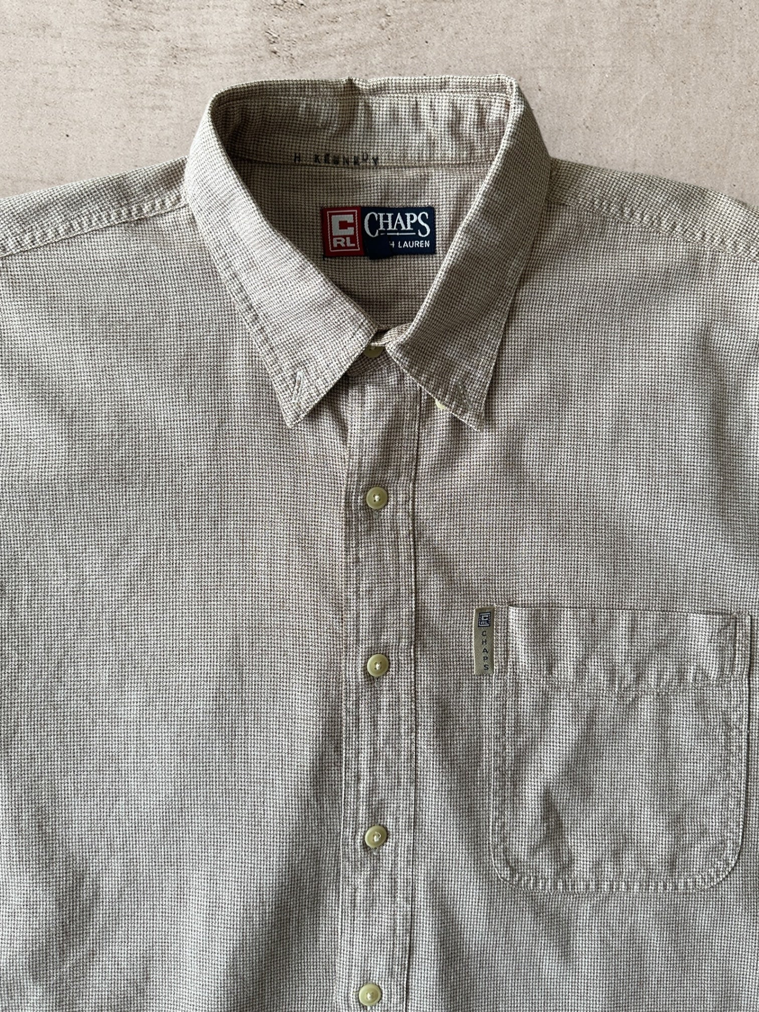 00’s Chaps Cropped Plaid Button Up Shirt- XL