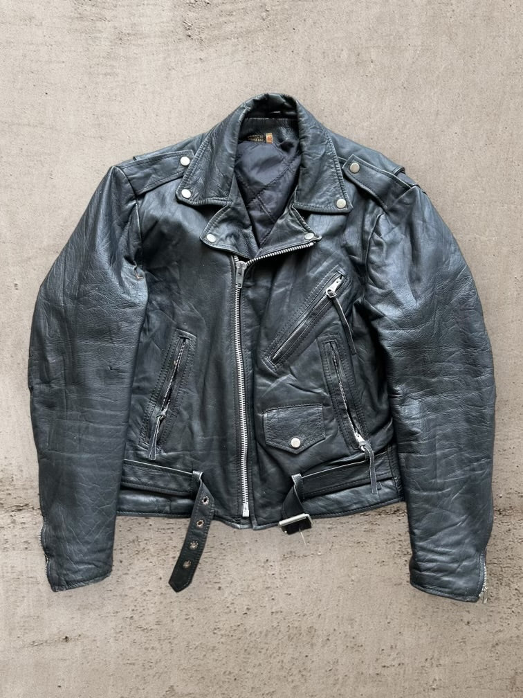 80s Biker Leather Jacket - Small