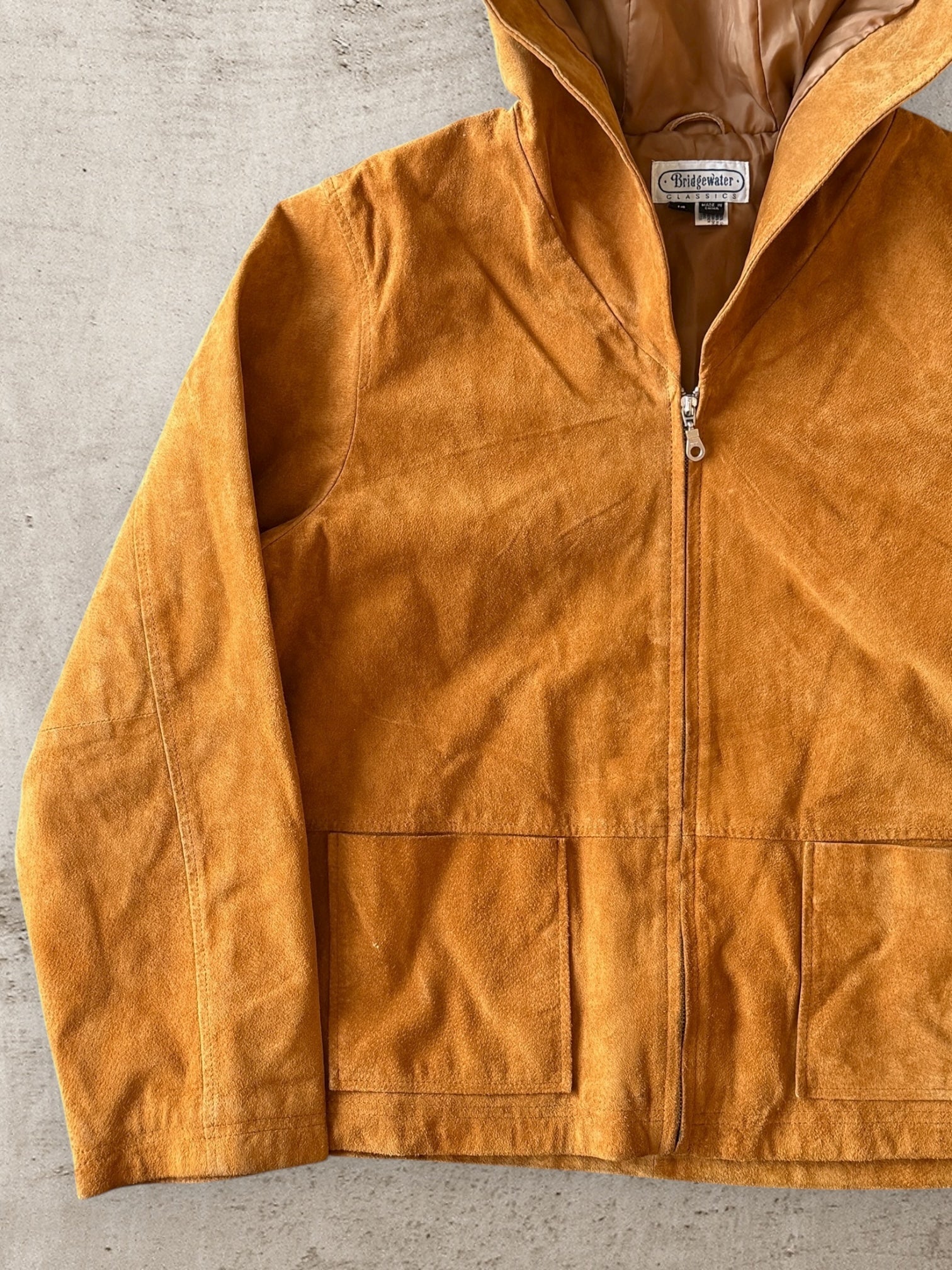 90s Bridgewater Classic Hooded Leather Jacket - Medium