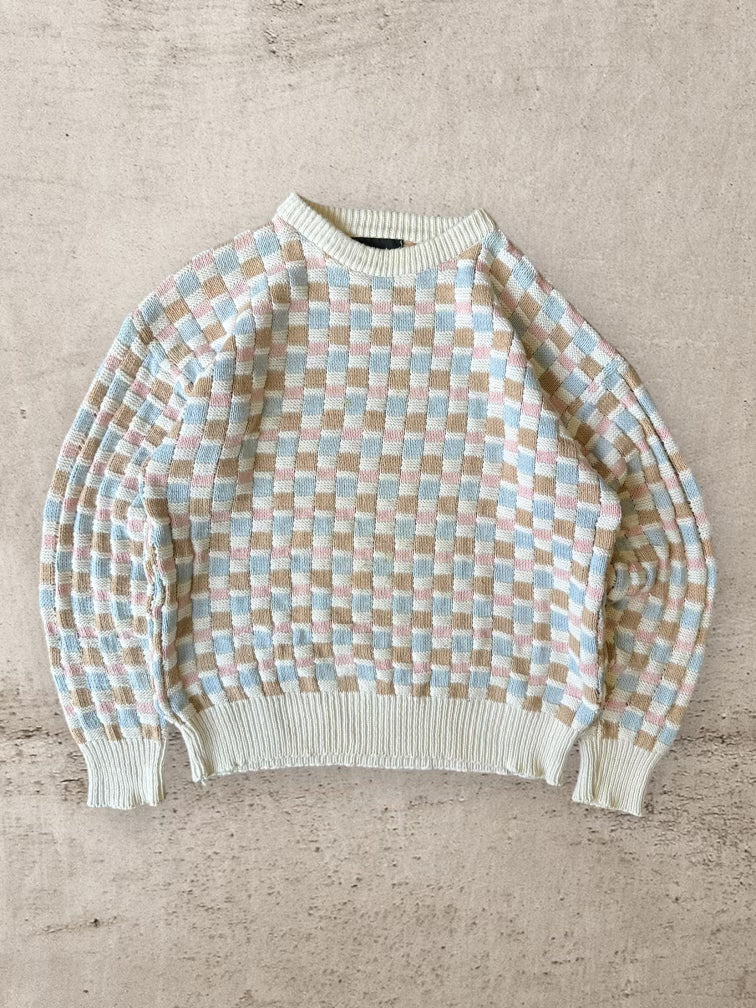 90s Tony Lambert Colorful Knit Sweater -Large