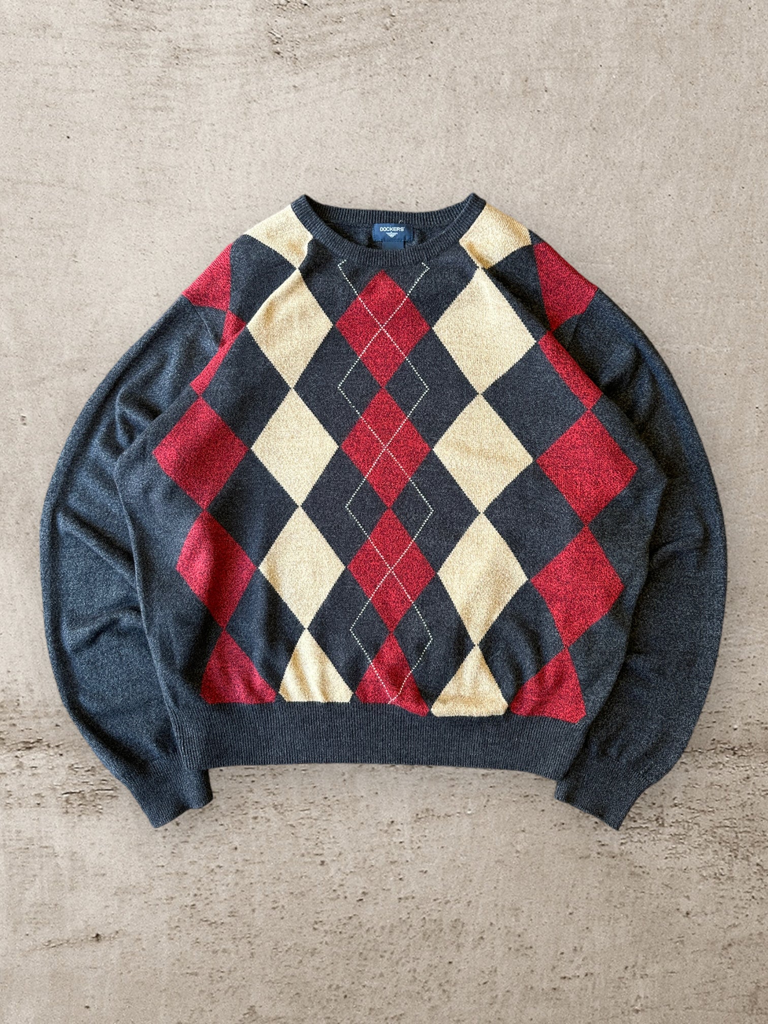 00s Dockers Multicolor Argyle Knit Sweater - XL