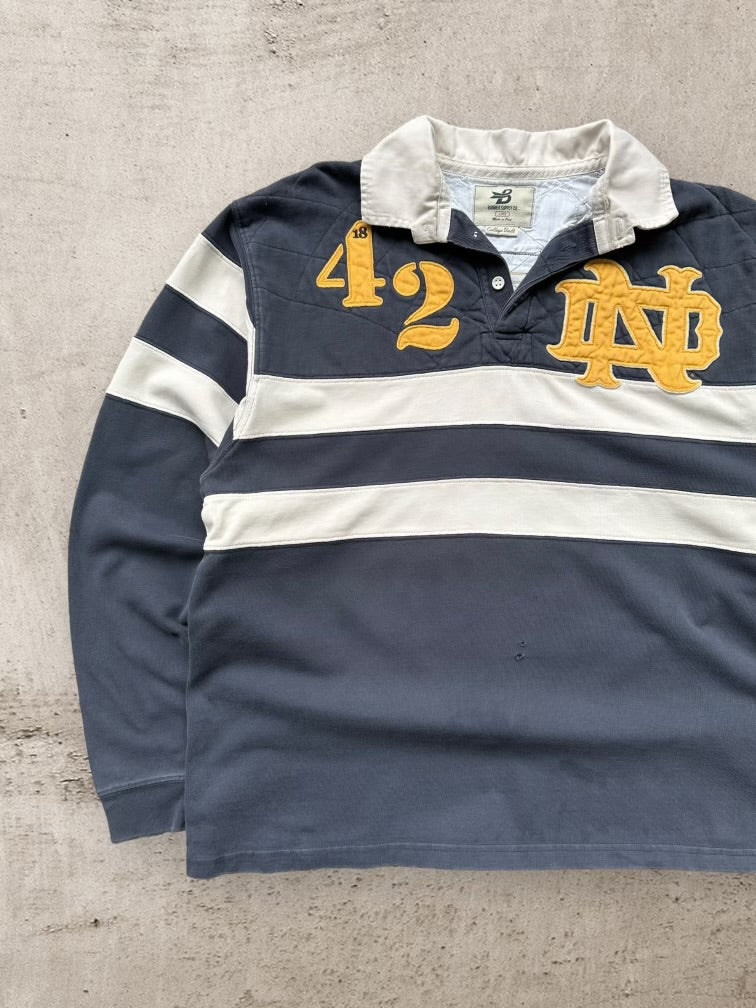 00s Notre Dame Striped Polo Shirt - Large