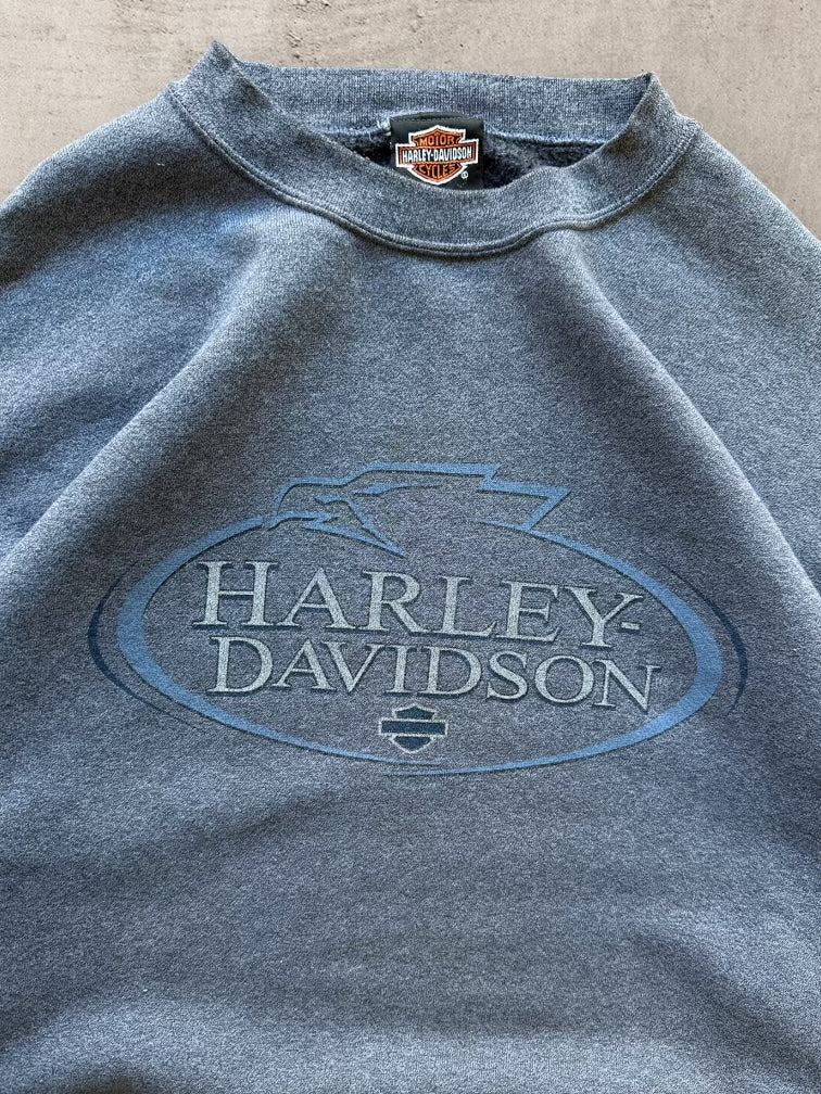 90s Harley Davidson Light Blue Crewneck - XL