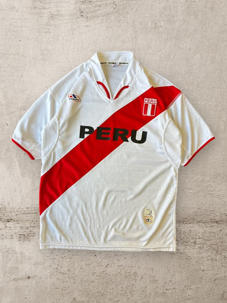 00s Peru Striped Soccer Jersey - Large