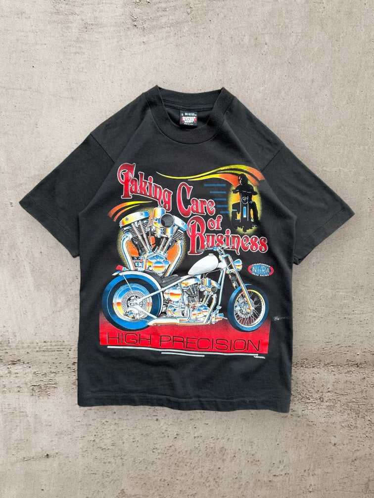90s Motorcycle Taking Care of Business Graphic T-Shirt - Small