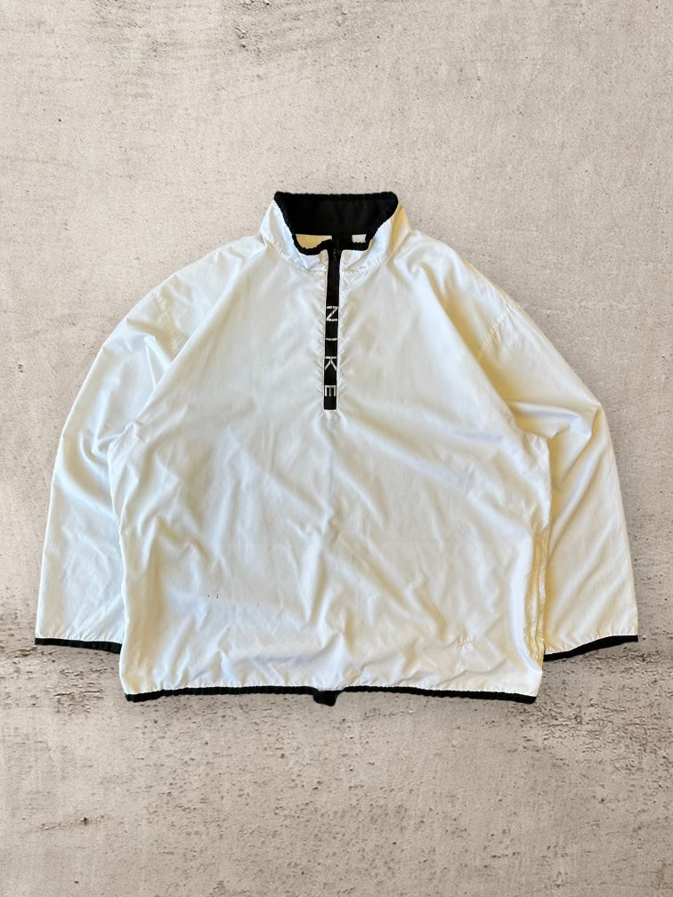 00s Nike White & Black 1/4 Zip Windbreaker Jacket - XXL