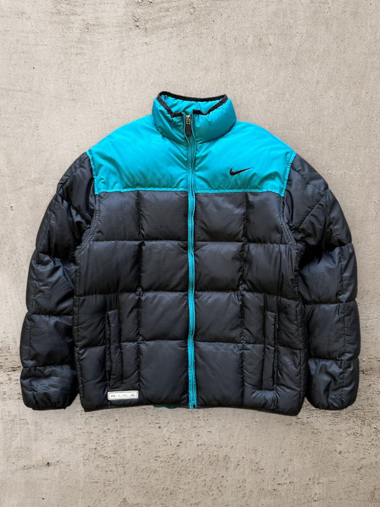 00s Nike Teal & Black Puffer Jacket - Youth XL