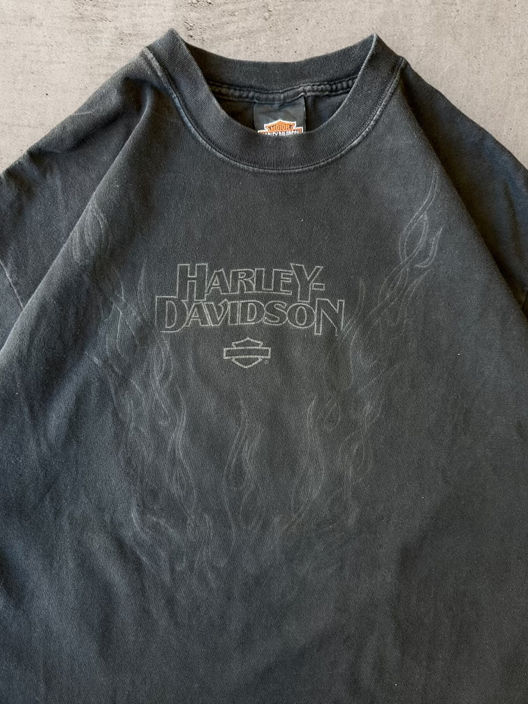 00s Harley Davidson Faded Flames T-Shirt - Large
