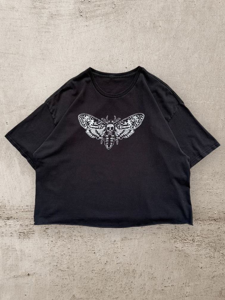 00s Death Head Moth Cropped Graphic T-Shirt - Large