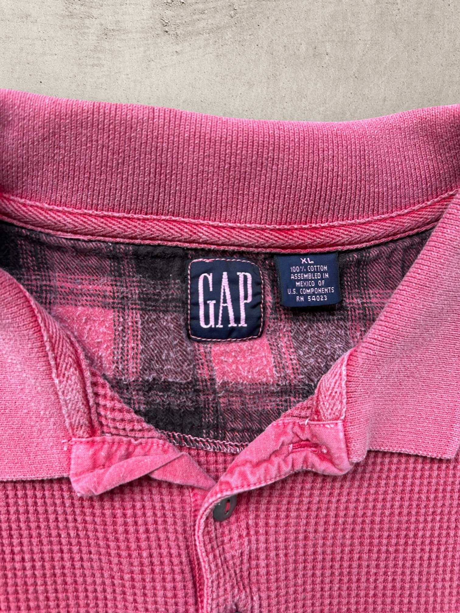 00s Gap Waffle Lined Polo Shirt - XL