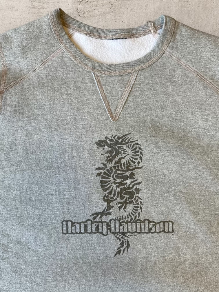 00s Harley Davidson Dragon Cut Off Sweatshirt - Medium