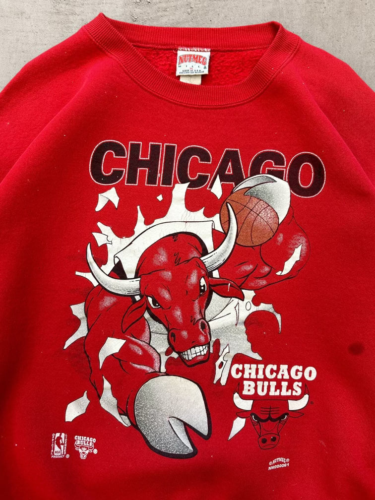 90s Nutmeg Chicago Bulls Double Sided Graphic Crewneck - XL