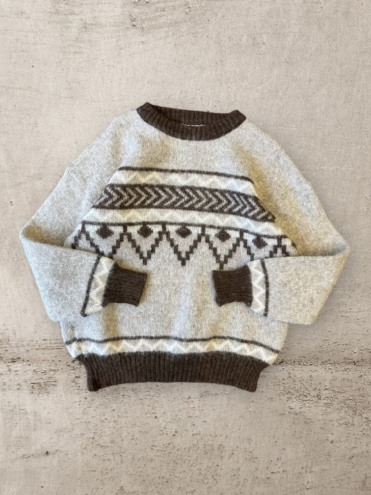 90s Color Block Wool Striped Sweater - Medium