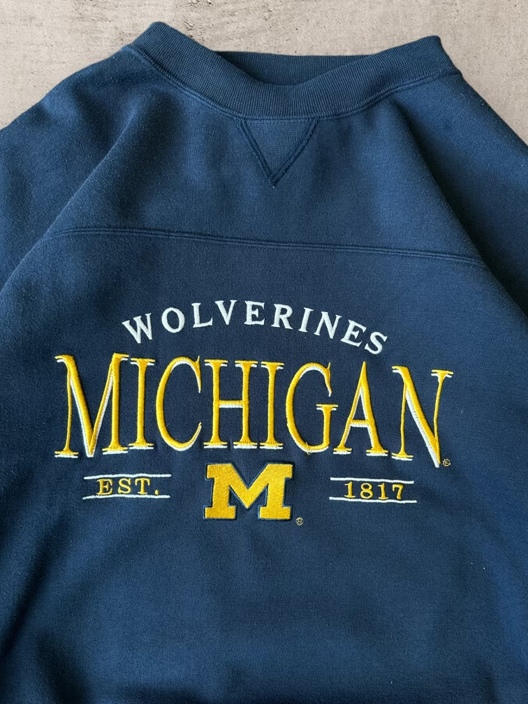 90s Michigan Wolverines Embroderied Crewneck - Large