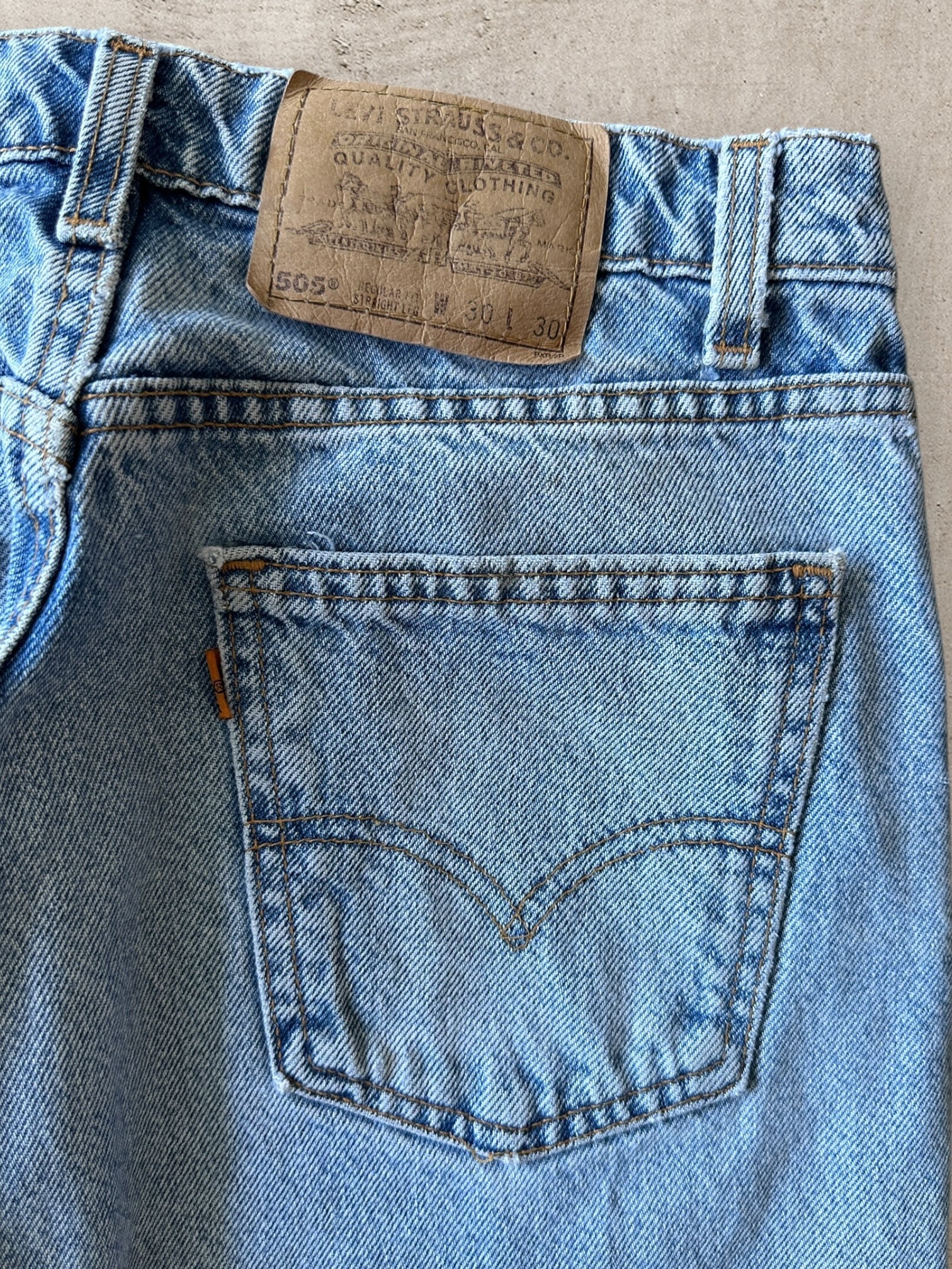 90s Levi’s 505 Orange Tab Distressed Denim Jeans - 29”