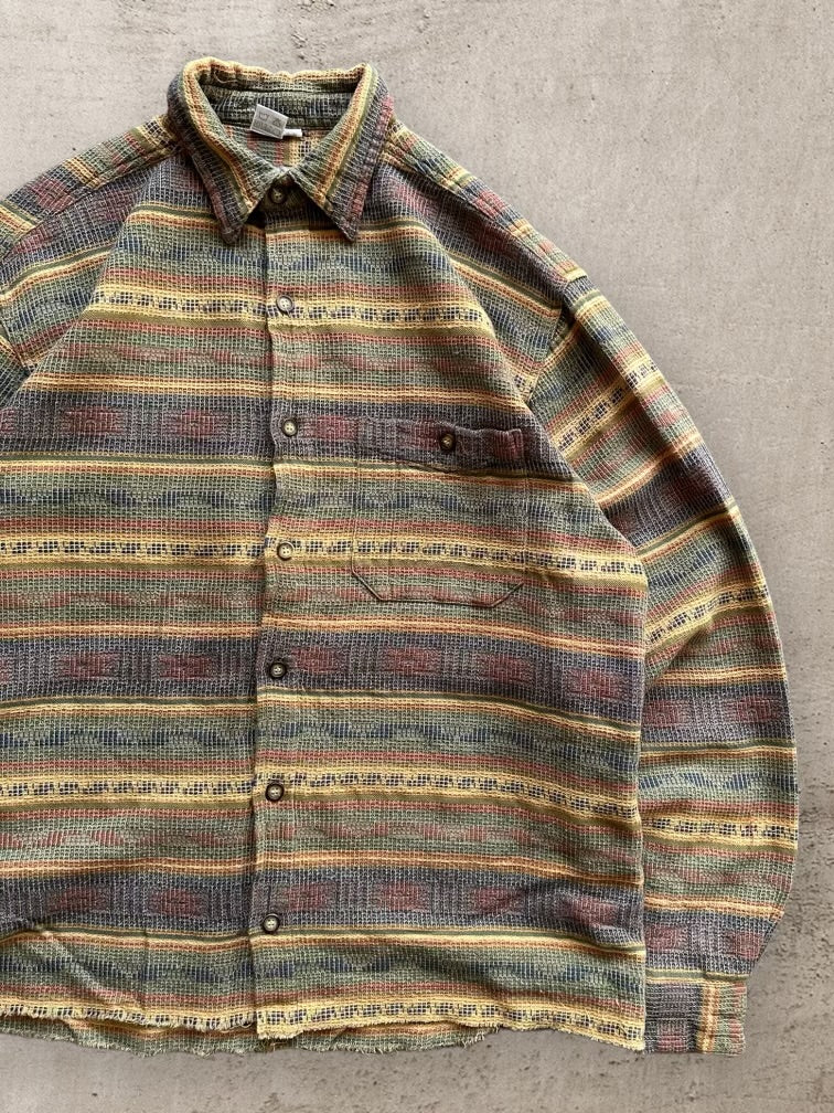 90s The Territory Ahead Striped Button Up Shirt - XL