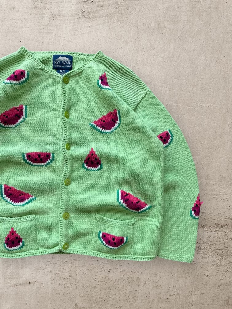 90s Watermelon Knit Cardigan - Large