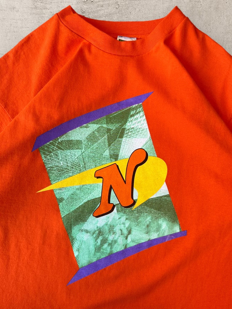 90s Newport Cigarettes Orange Graphic T-Shirt - XL