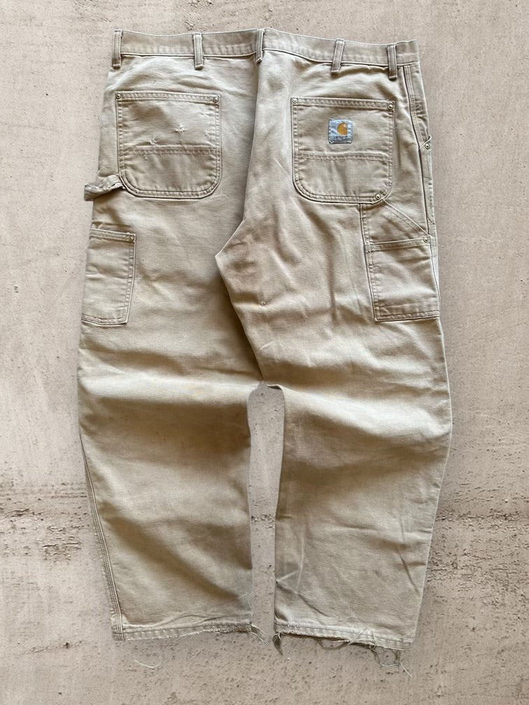 90s Carhartt Distressed Tan Carpenter Pants - 40x29