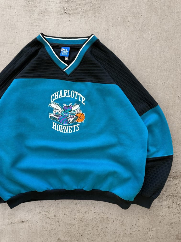 90s ProPlayer Charolette Hornets Color Block Crewneck - XXL