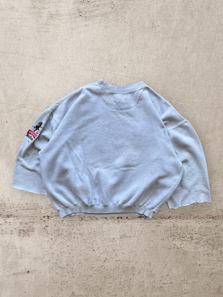 90s Marlboro Cigarettes Embroidered Cut Off Crewneck - XL