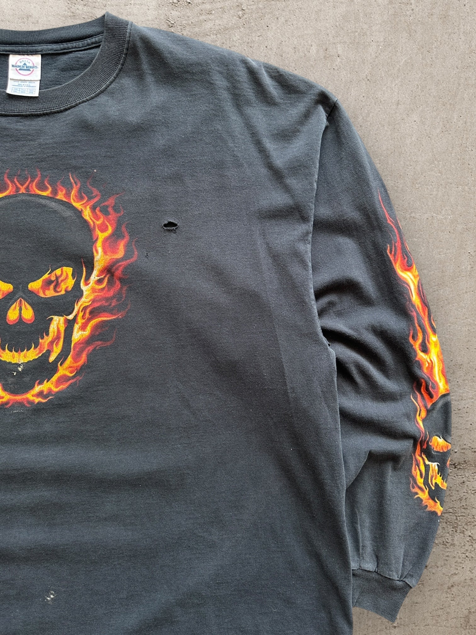 00s Underground Biker Flame L/S Graphic T-Shirt - 3XL