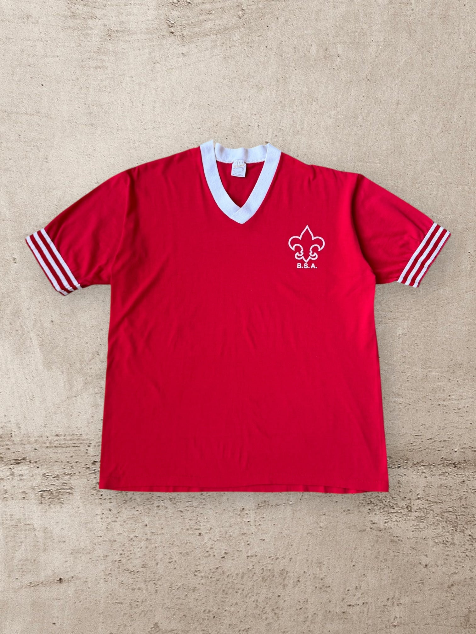 80s B.S.A Striped Ringer T-Shirt - Large