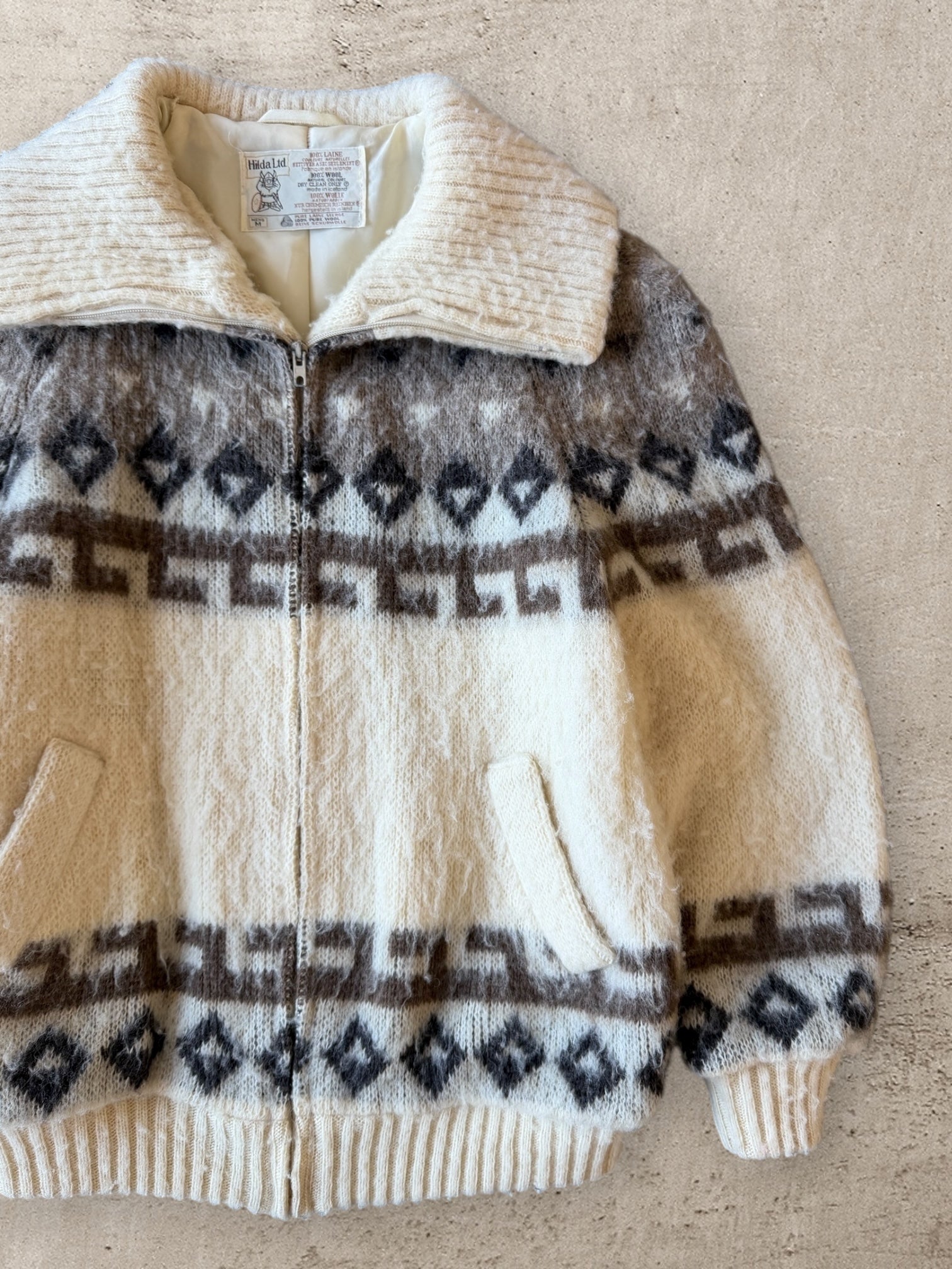 70s Hilda Ltd. Iceland Laine Wool Zip Up Sweater - Large