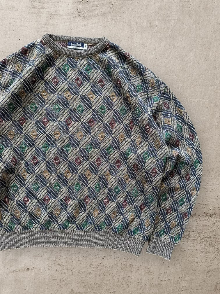 90s Jos. A. Bank Multicolor Knit Sweater - XXL