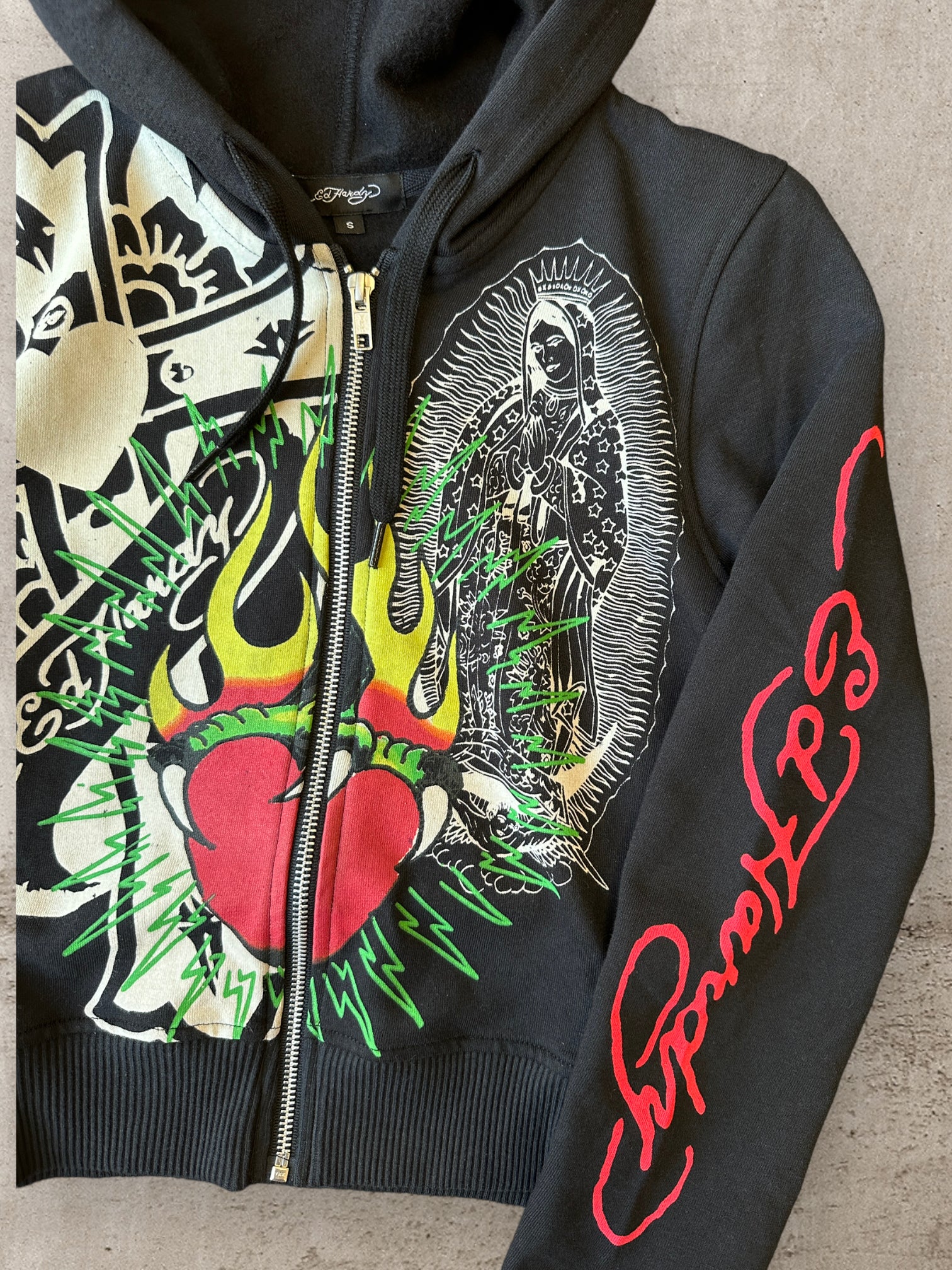 00s Ed Hardy Angel Zip Up Sweatshirt - Small